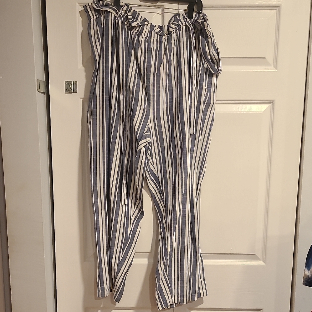 Striped Blue and White Women's Pants